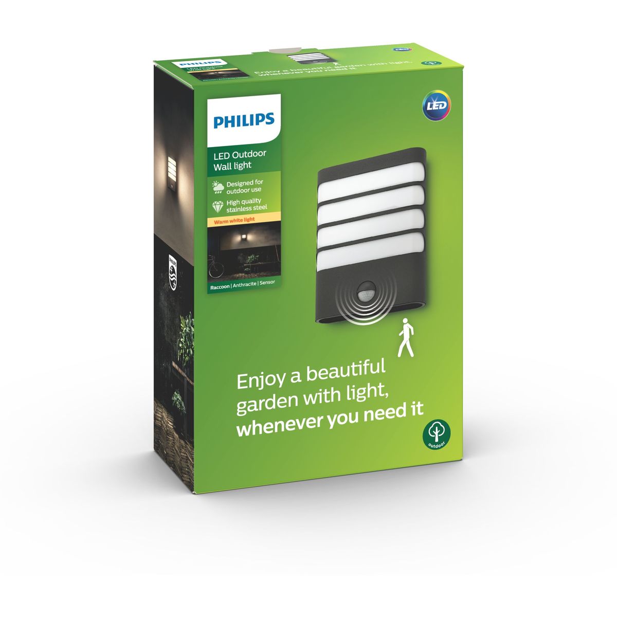 Philips - Raccoon Ir Wall Lantern Antracite 1x3W