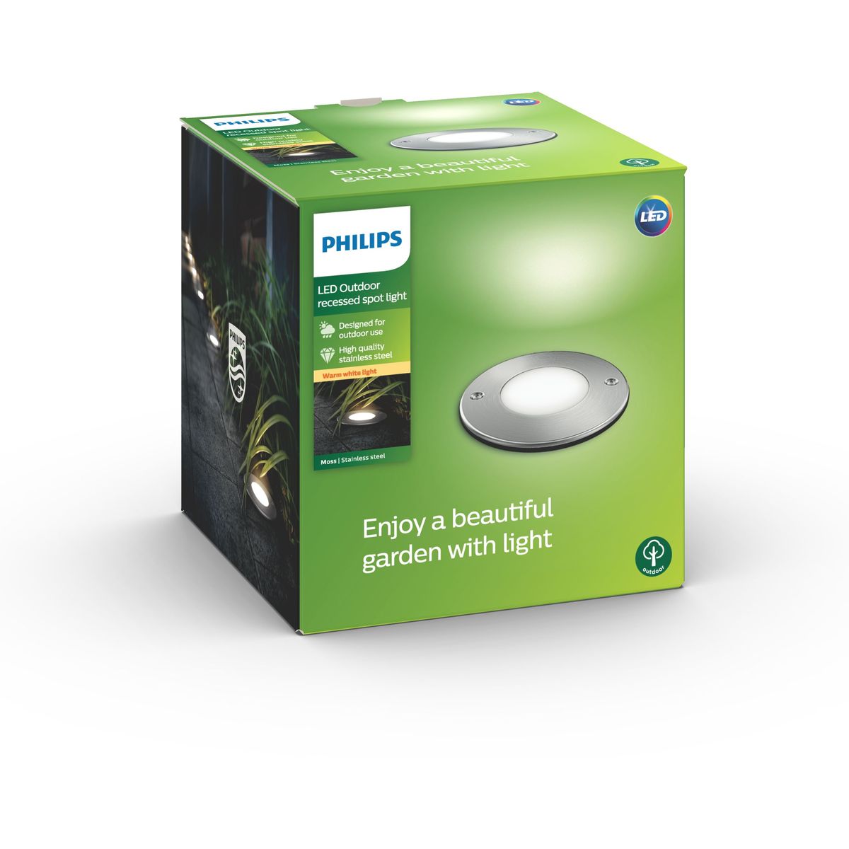Philips - Moss wgłębiony INOX 1x3W 230V
