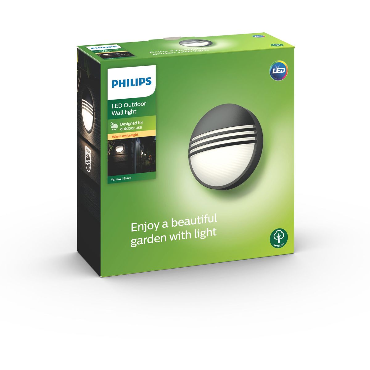 Philips - Yarrow Wall Lantern Black 1x6W 230V