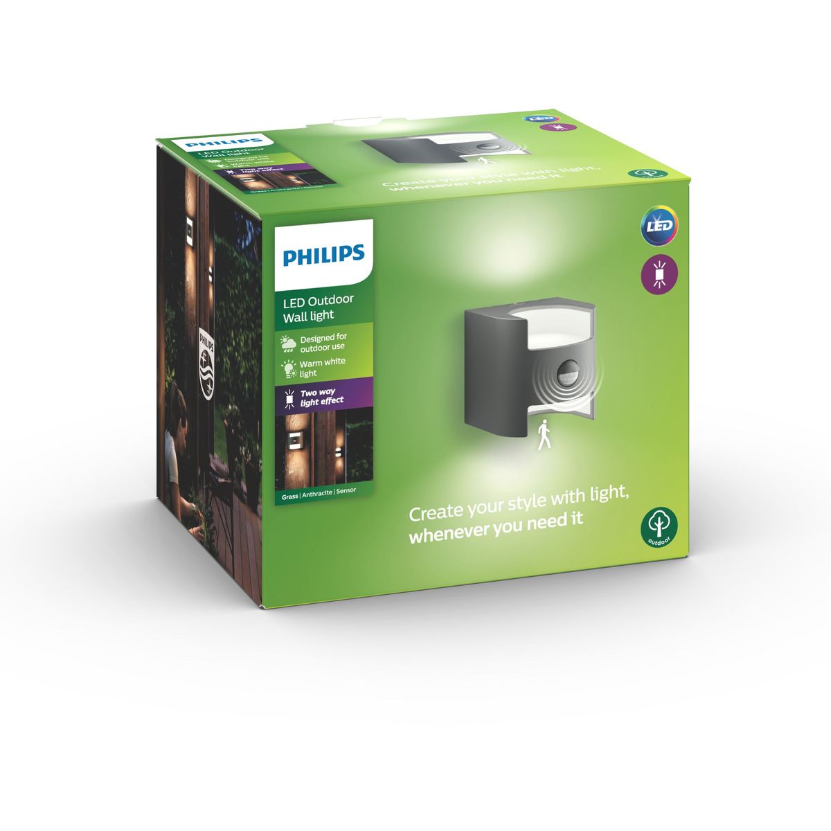 Philips - Grass Ir Wall Lantern Anthracite 2x4,5w