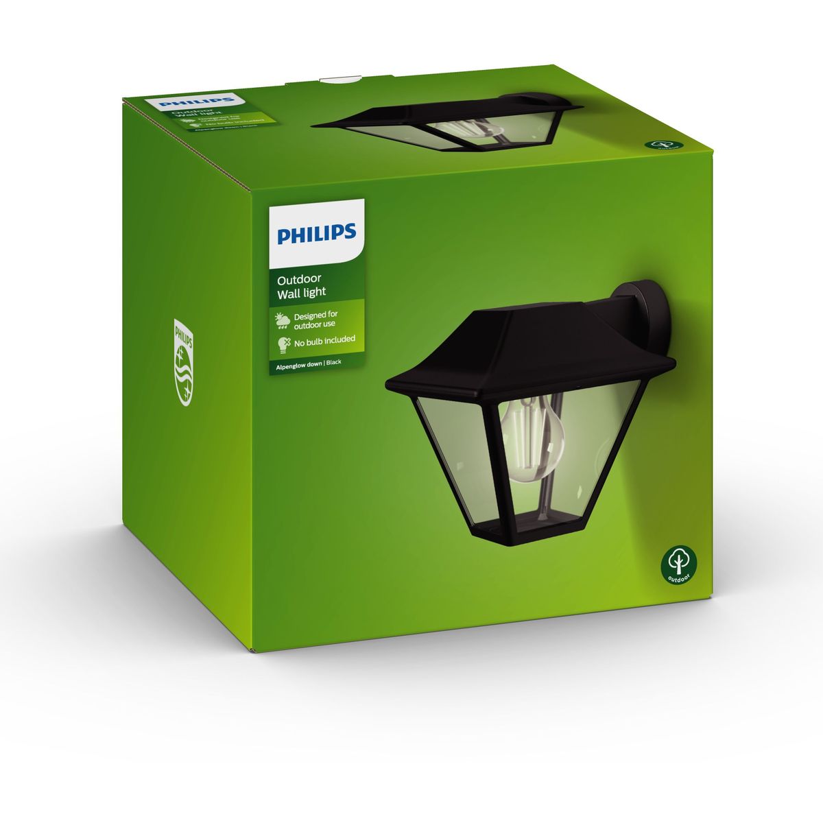 Philips - Alpenglow Down Wall Lantern Black 1x60W
