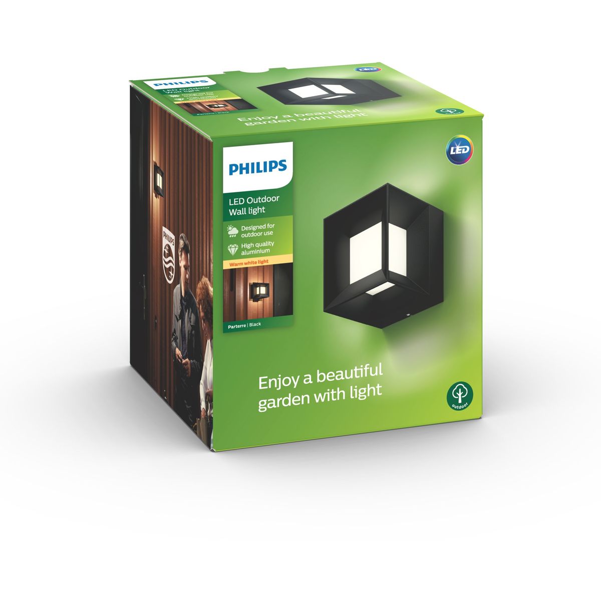 Philips - Parterre Wall Lantern Black 1x8W 230V