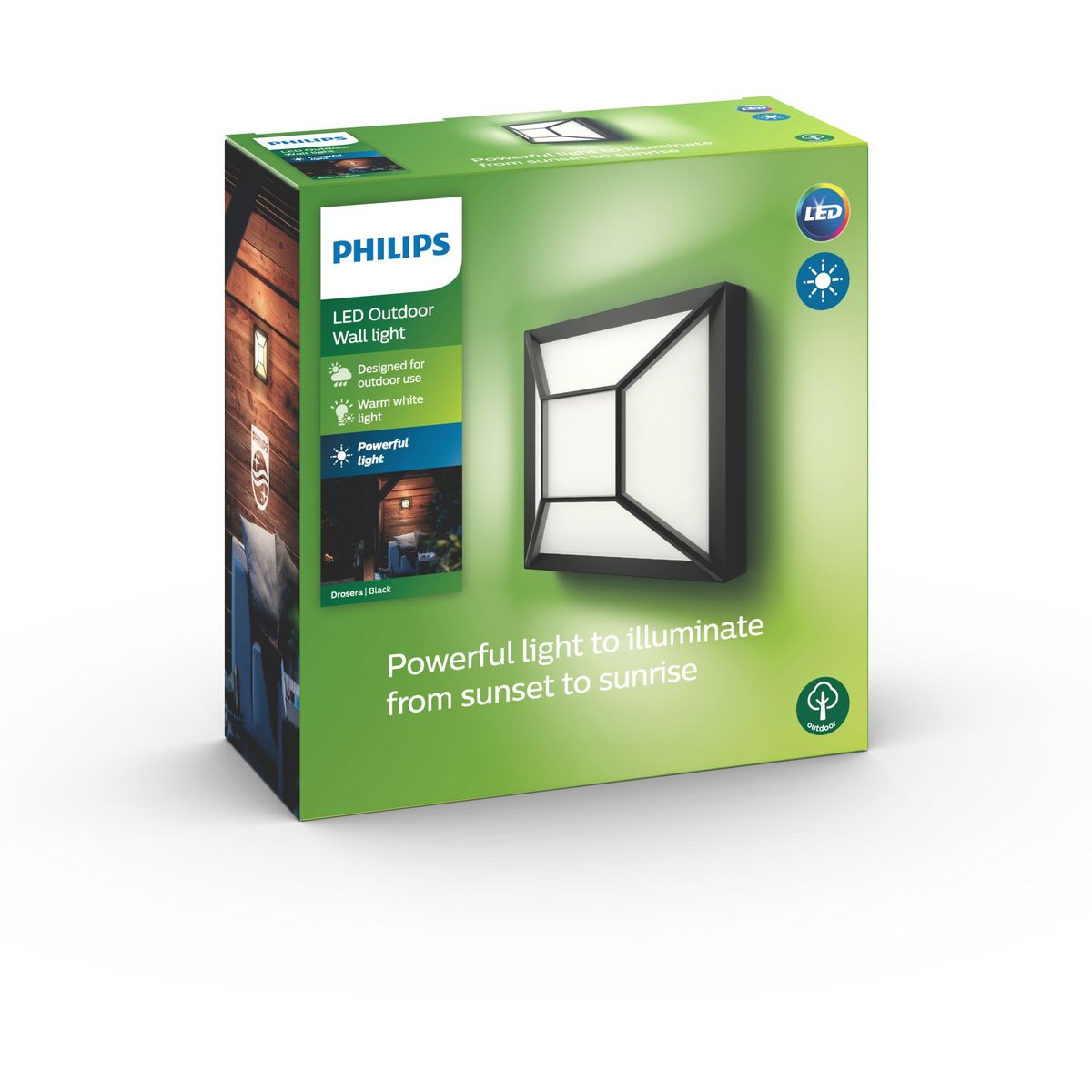 Philips - Drosera Wall Lantern Black 1x12W 176v