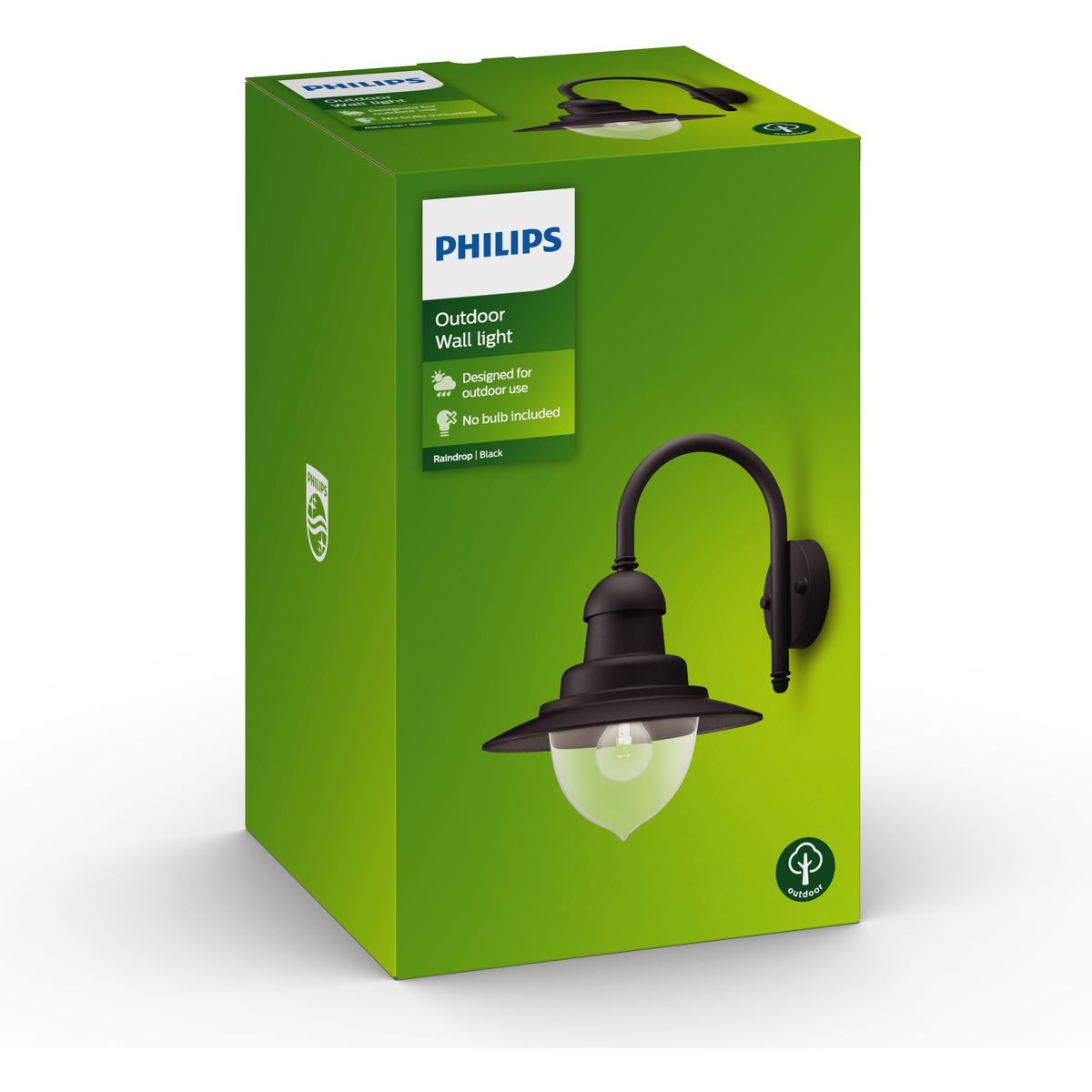 Philips - RainDrop Wall Lantern Black 1x60W 230V