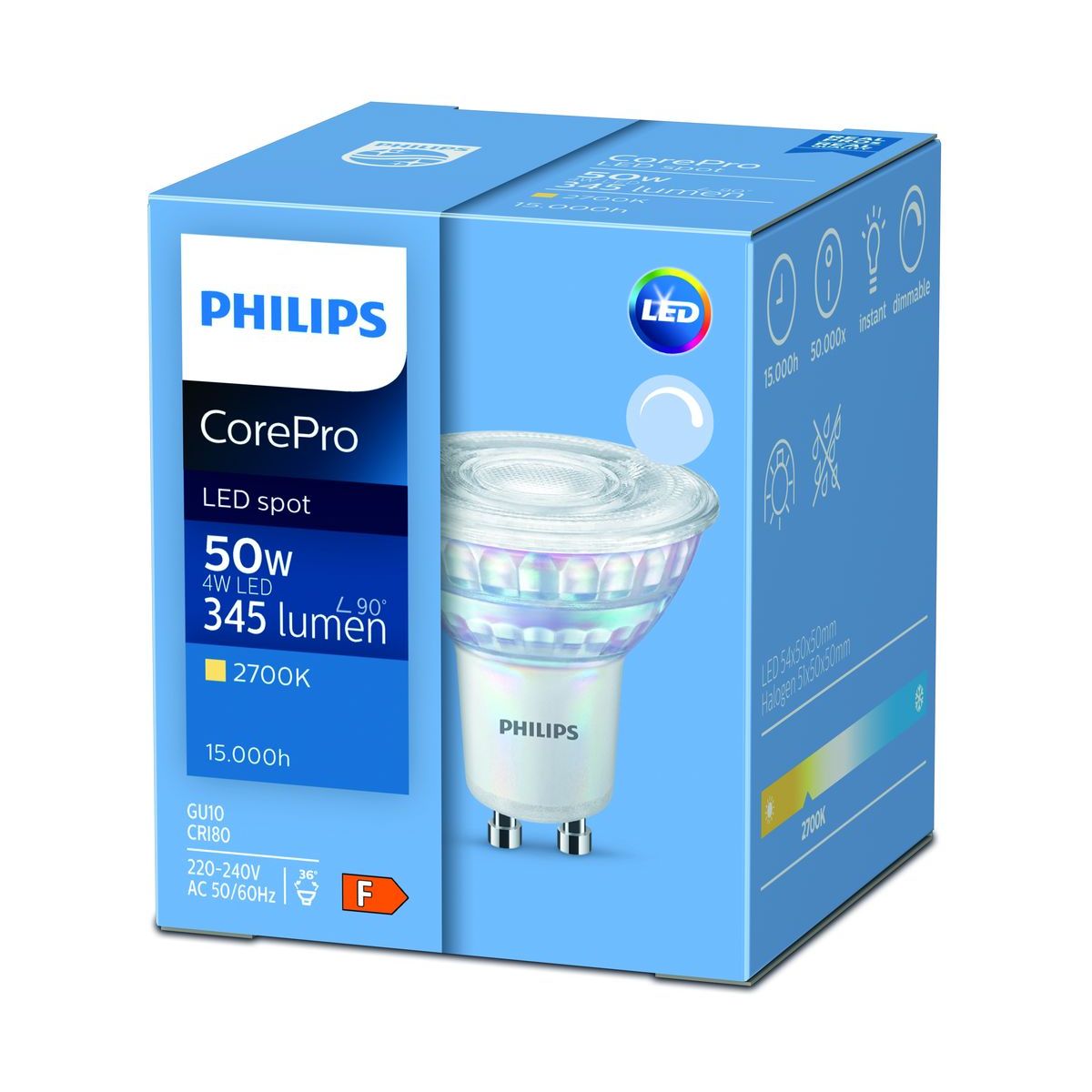 Philips - CorePro LEDspot 5-50W GU10 827 36D DIM