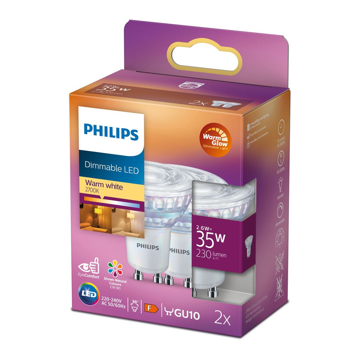 Philips - LED CLA 35W GU10 C90 WW 36D WGD 2SRT6