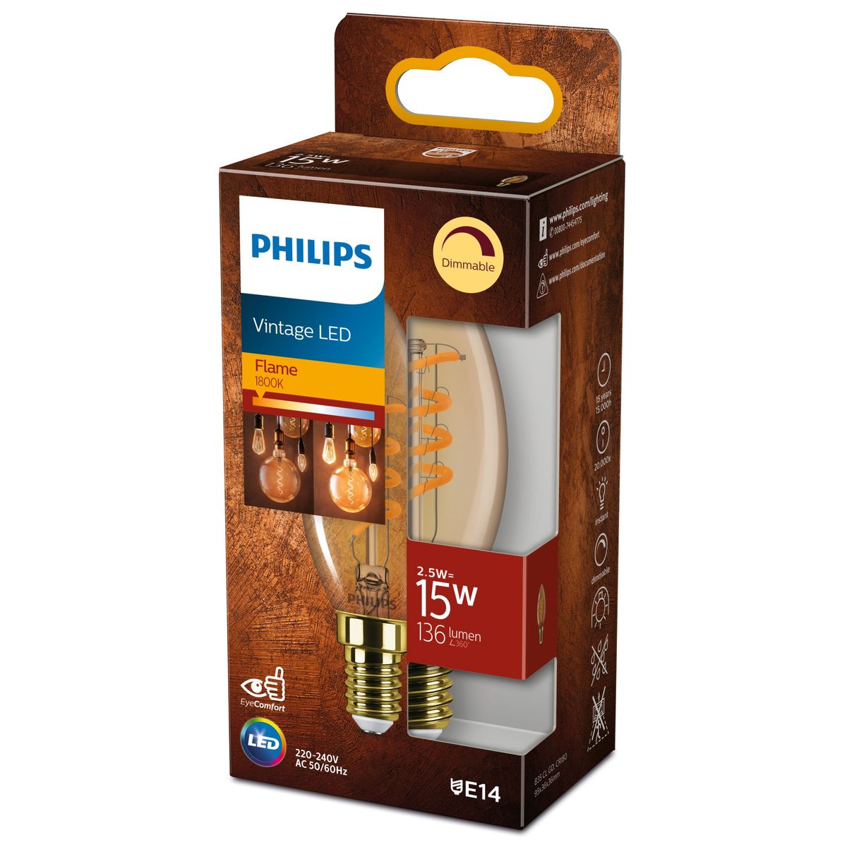Philips - LED classic 15W B35 E14 GOLD SP D RFSRT4