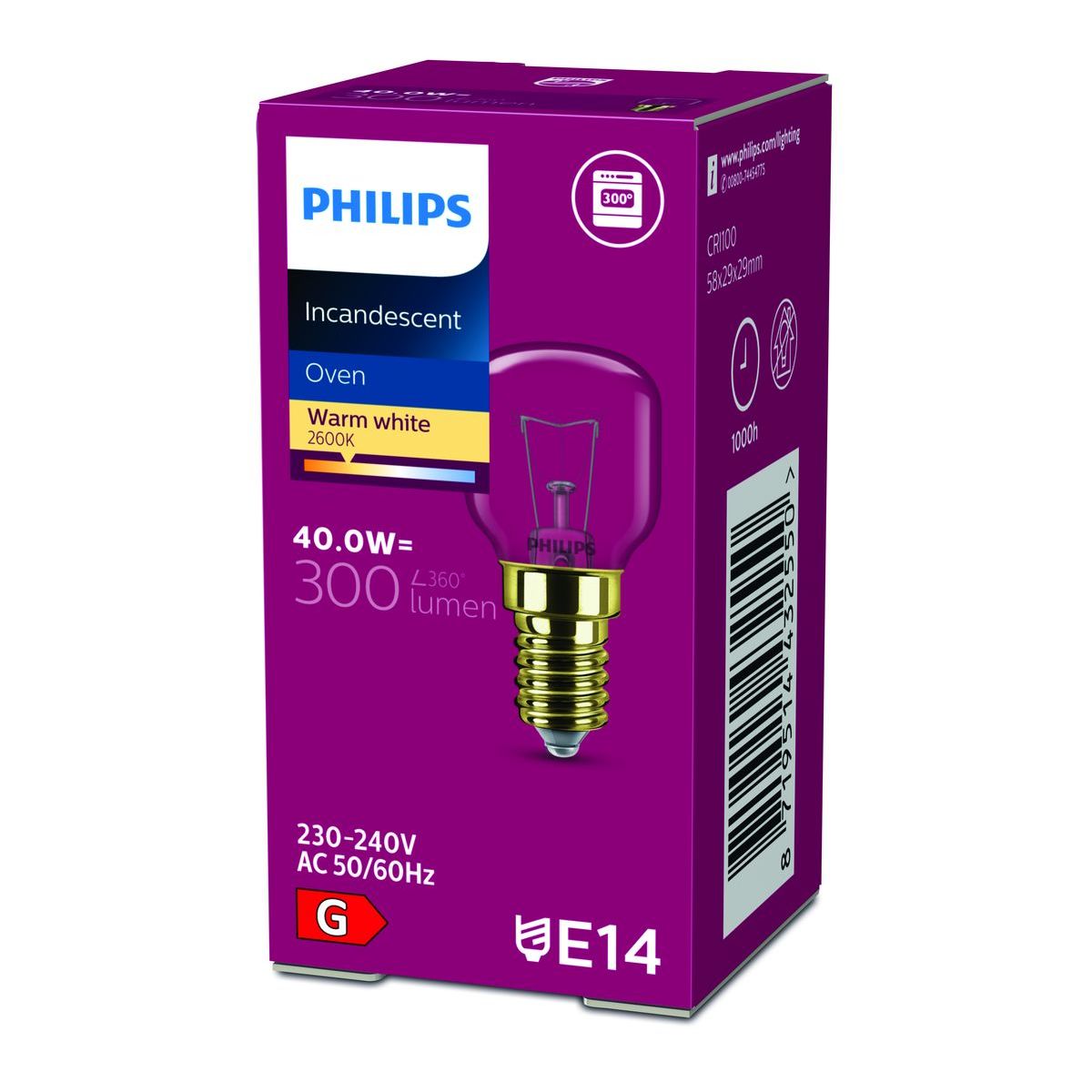 Philips - App 40.0W E14 230-240V T29 OV 1CT/4x5F
