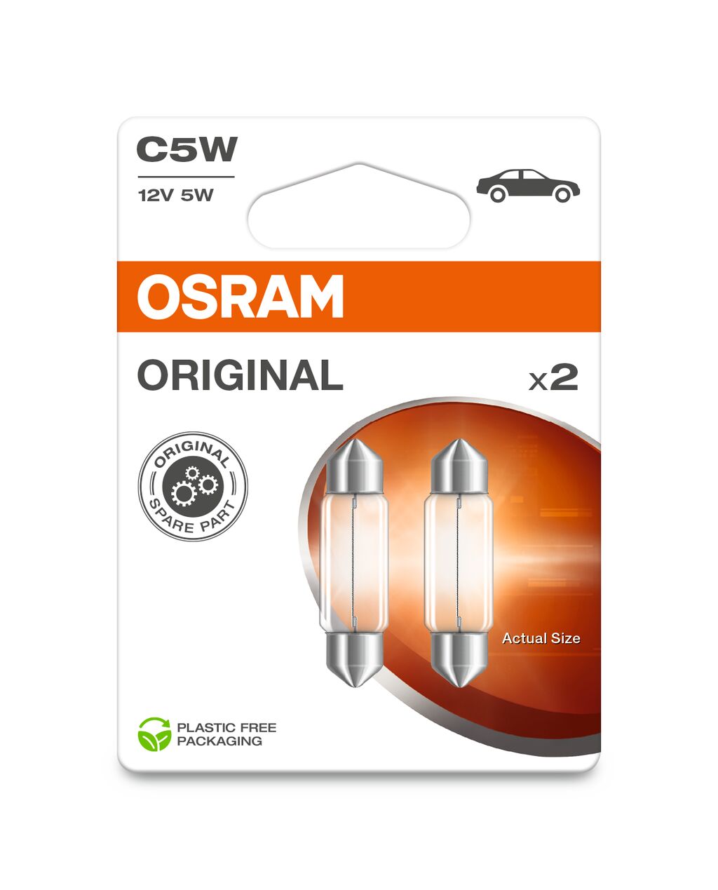 OSRAM ORIGINAL FESTOON - 5W - 12V - 36mm Extra Light Bulb - 2-PACK