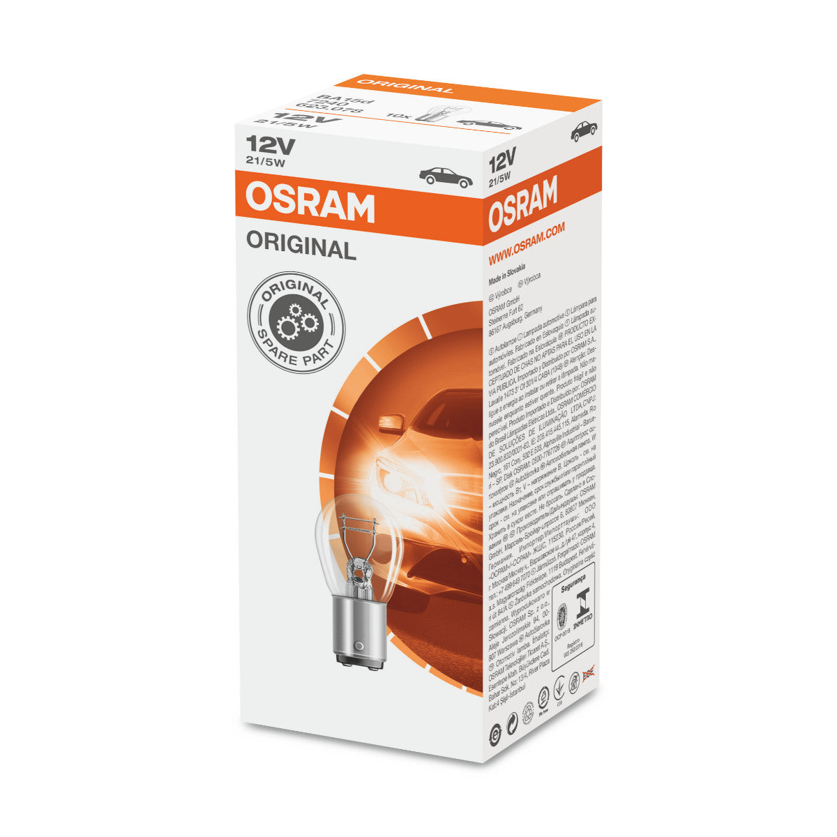 OSRAM ORIGINAL - METAL BASE - P21-5W Extra Light Lamp - BA15d