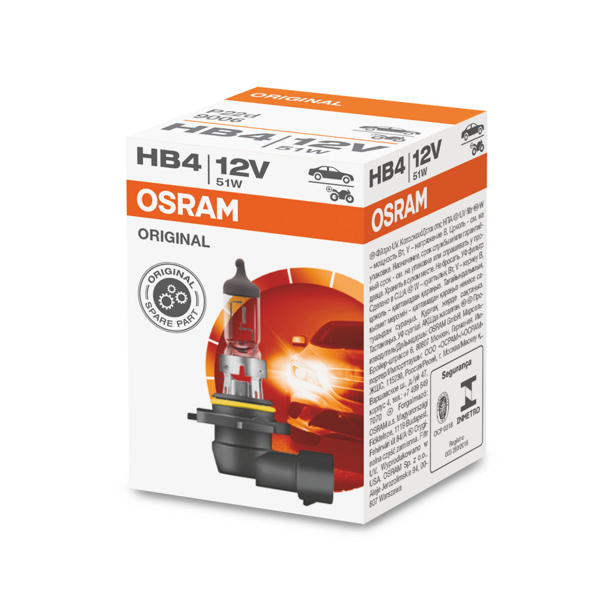 OSRAM ORIGINAL LINE - HB4 - 12 V - 51 W - Reflektor halogenowy - Składane pudełko