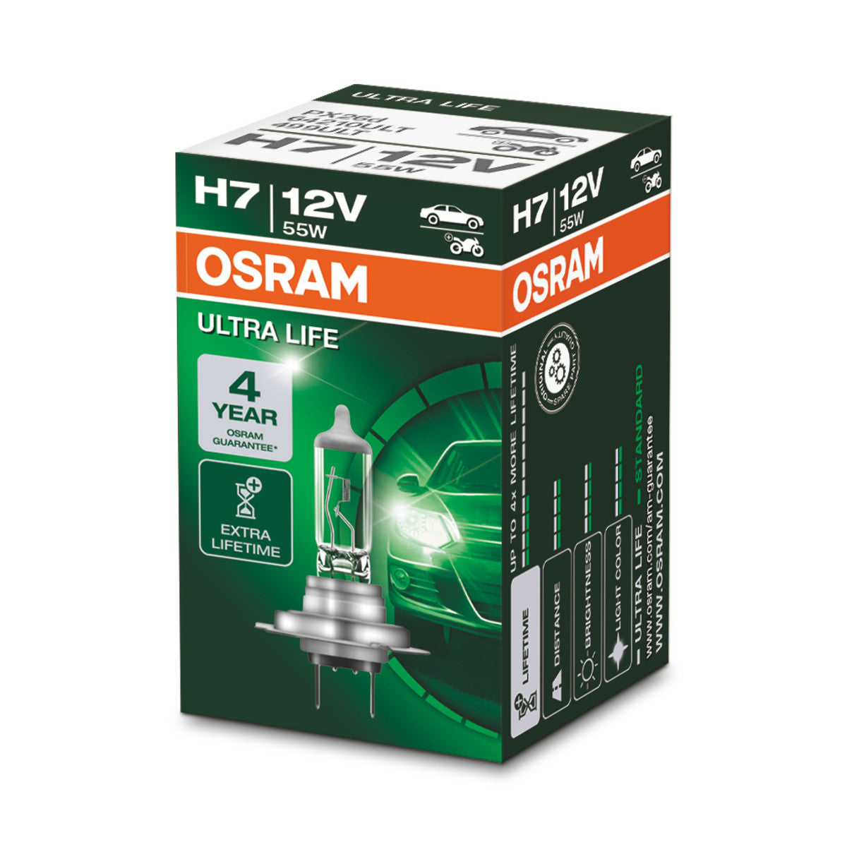 OSRAM ULTRA LIFE - Żarówka halogenowa H7 do reflektorów - Pudełko składane