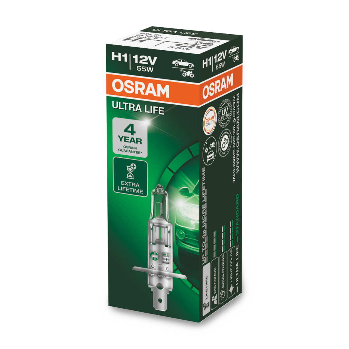 OSRAM ULTRA LIFE - naświetlacz halogenowy H1 - składane pudełko
