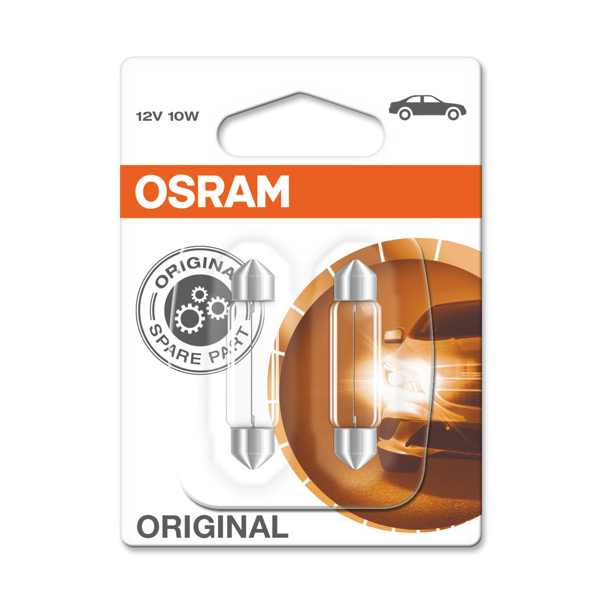 OSRAM ORIGINAL FESTOON - 10W - 12V - 41mm - Extra light lamp - 2-PACK