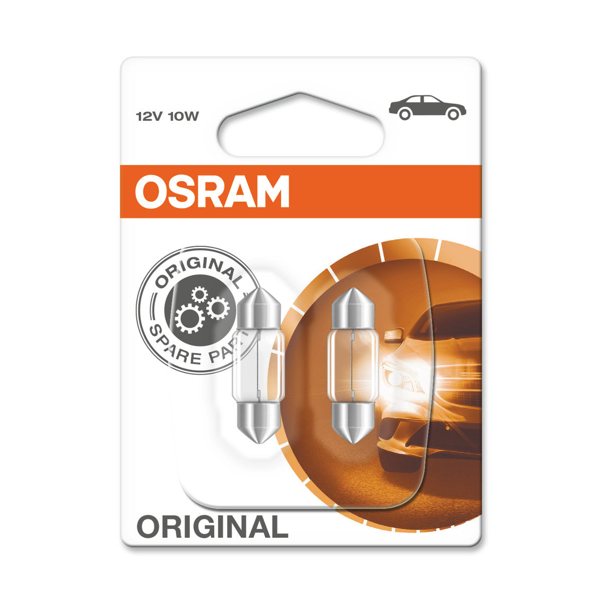 OSRAM ORIGINAL FESTOON - 10W - 12V - 31mm - Extra light lamp - 2-PACK