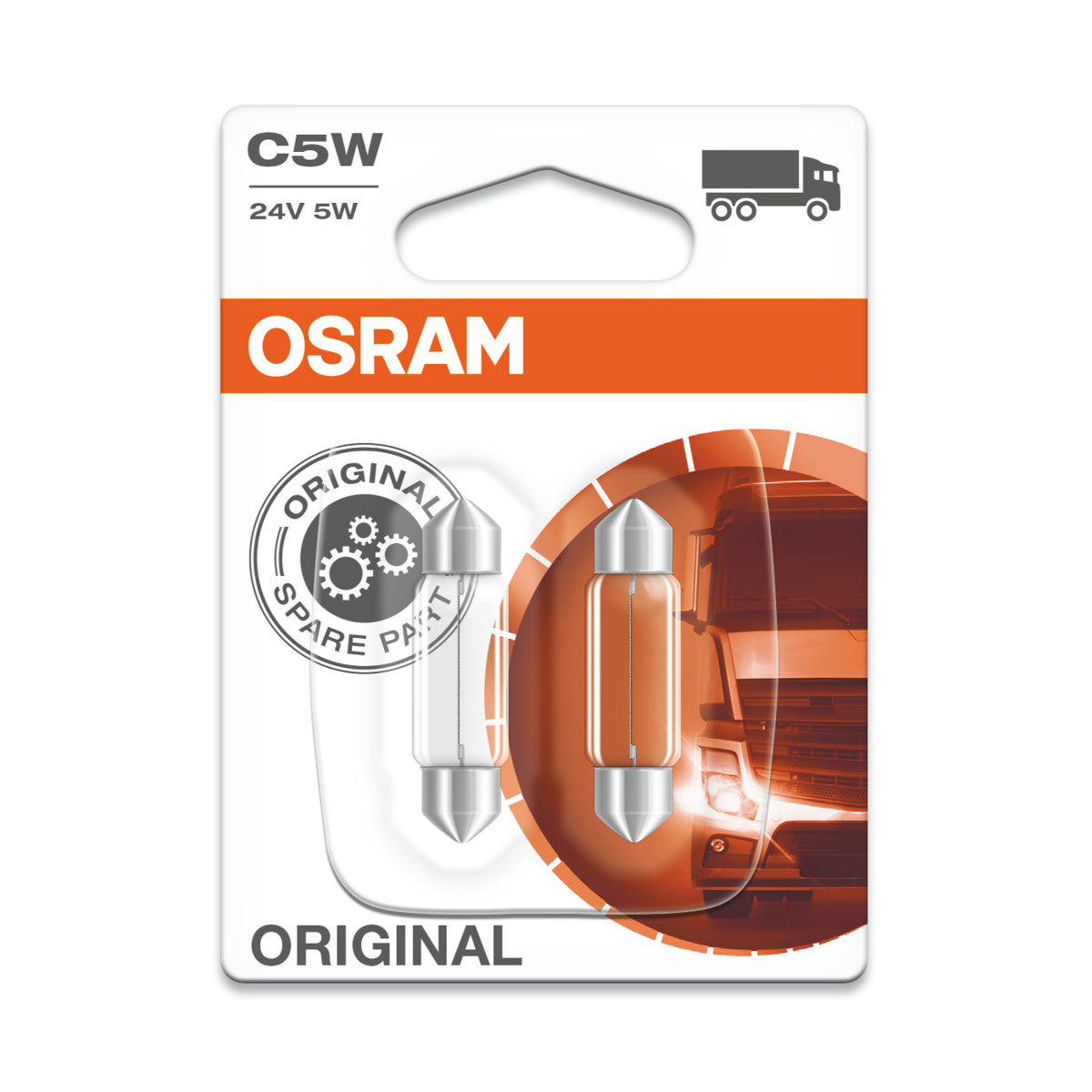 OSRAM ORIGINAL FESTOON - 5W - 24V - 36mm Extra Light Bulb - 2-PACK