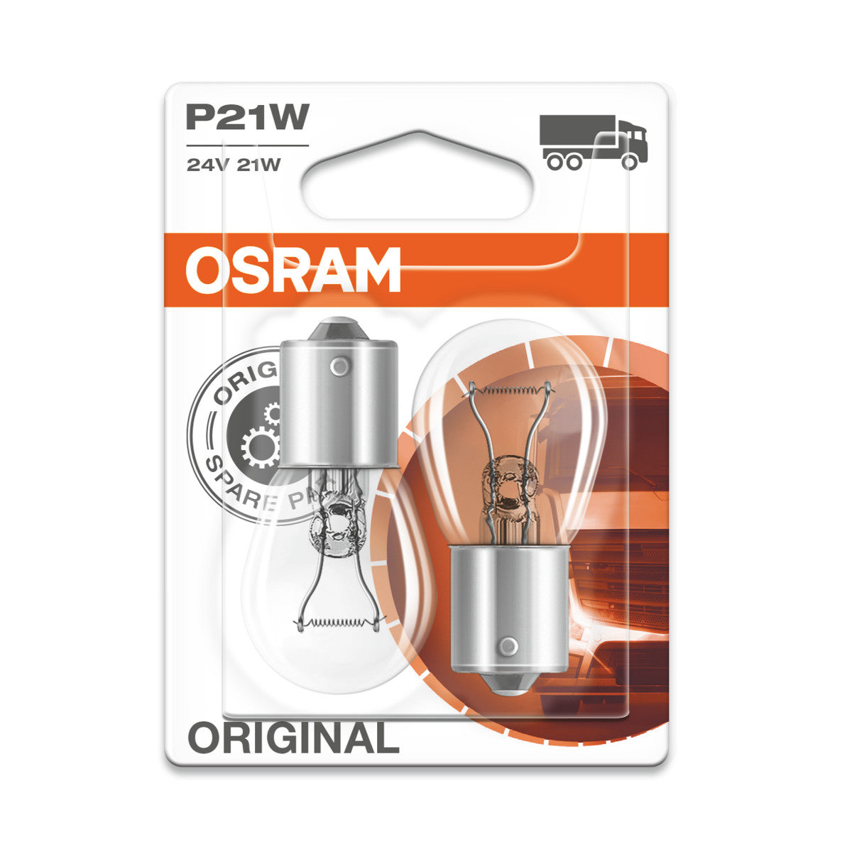 OSRAM ORIGINAL - METAL BASE - P21W Extra light lamp - BA15s - 24V
