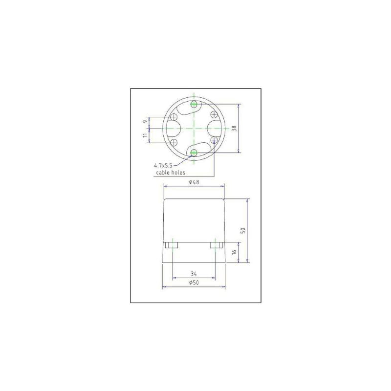 Trzonek E27 50mm ceramiczny biały