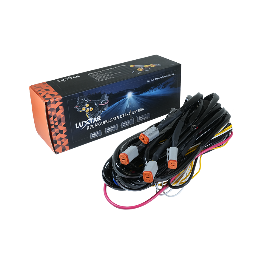 Zestaw kabli Luxtar Relay DT-4 X4 12V 80A Przekaźnik
