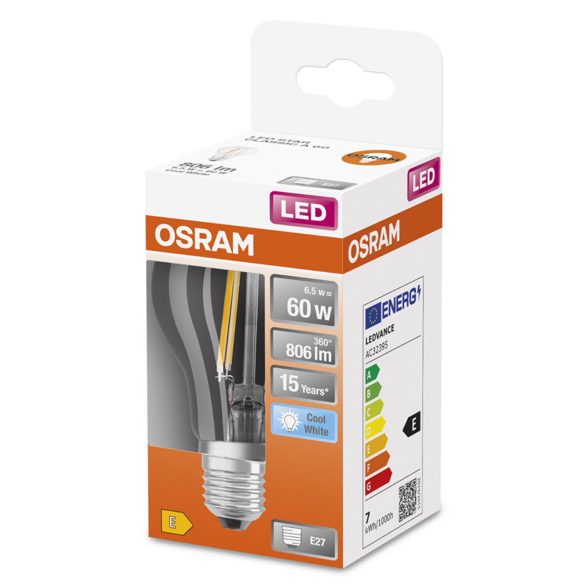 OSRAM LED-LAMPA RUND KLAR (60) E27