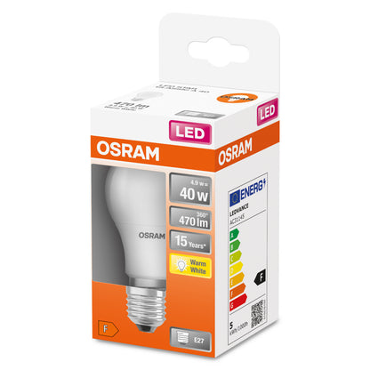 OSRAM LED-LAMPA NORMAL MATT (40) E27 VARMVIT