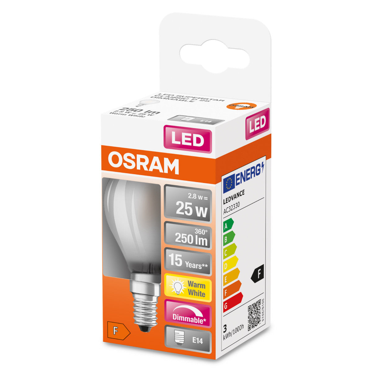 OSRAM LED-LAMPA RUND MATT (25) E14 DIM