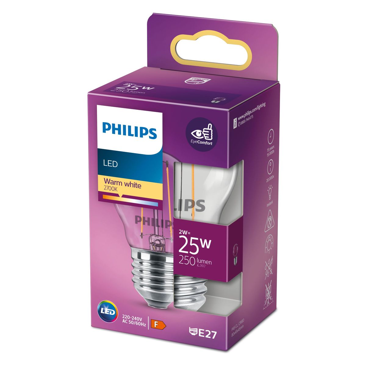 Philips - LED classic 25W P45 E27 WW CL ND RFSRT4