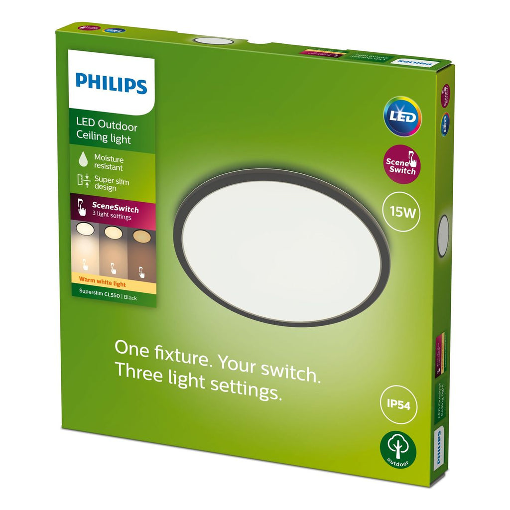 Philips - Suerslim Sufit SSW 15W 27K Czarny IP54