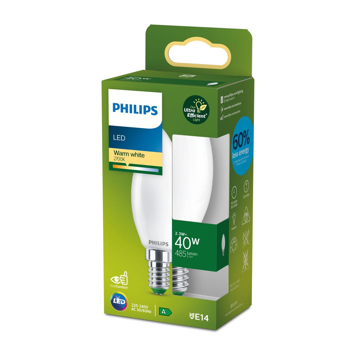 Philips - LED CLA 40W B35 E14 2700K FR UE SRT4