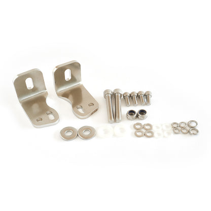 Stainless steel mounting brackets and full installation hardware kit for the OSRAM LEDriving FX500 Spot LED light bar, including bolts, washers, and nuts.