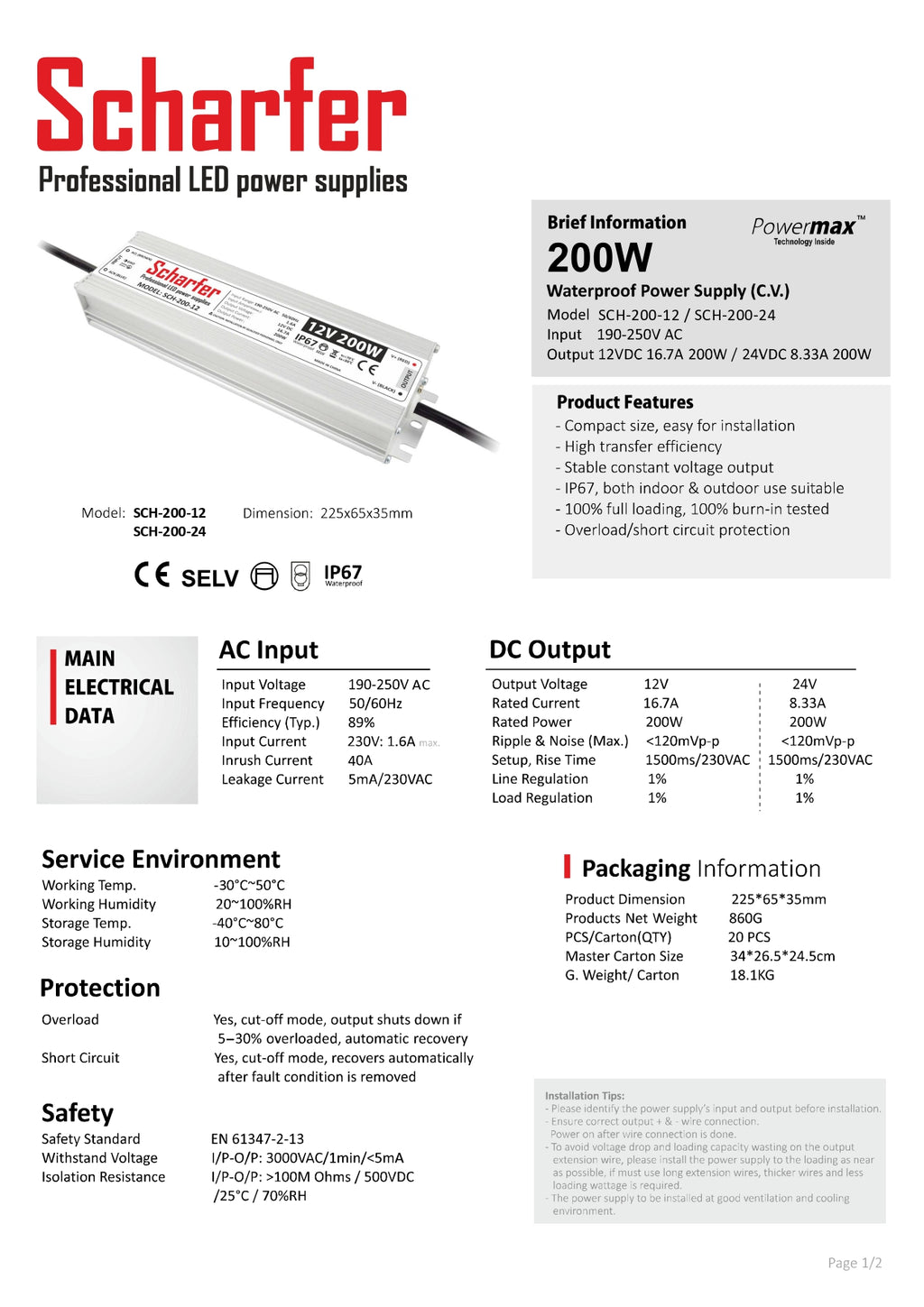 Transformator 230V AC na 12V DC 200W