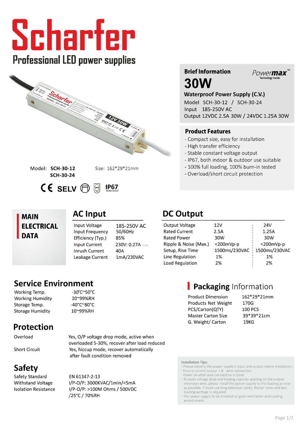 Transformator 230V AC na 24V DC 30W