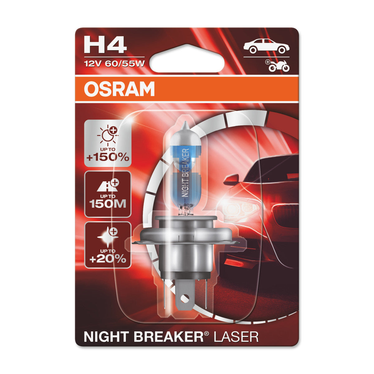 OSRAM NIGHT BREAKER® LASER H4 Pojedynczy blister