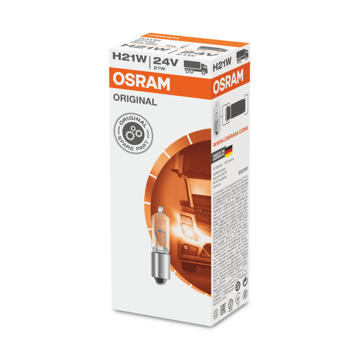 OSRAM ORIGINAL - METAL BASE - H21W - 24V Żarówka dodatkowa