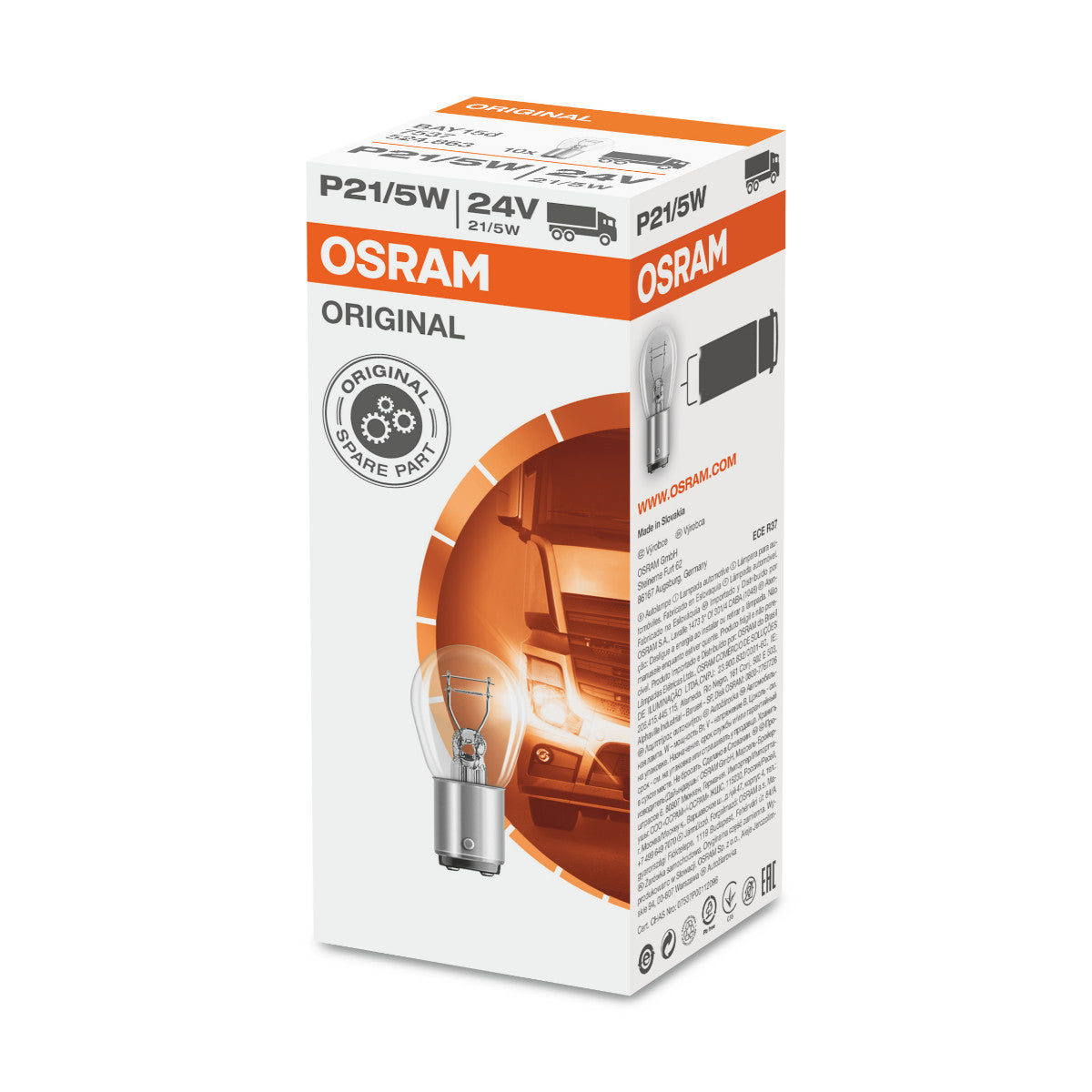 OSRAM ORIGINAL - METAL BASE - P21-5W Extra light lamp - BAY15d - 24V