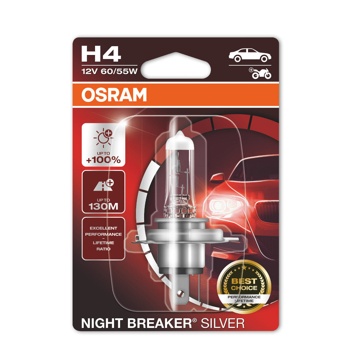 OSRAM NIGHT BREAKER® SILVER H4 Pojedynczy blister