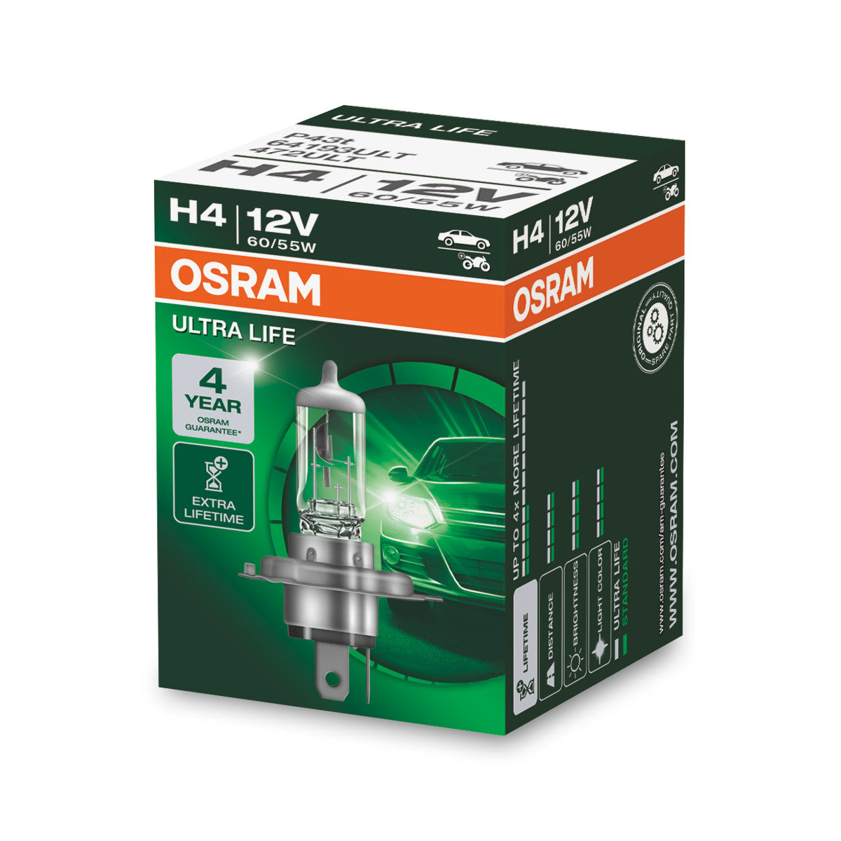 OSRAM ULTRA LIFE - Naświetlacz halogenowy H4 - Składane pudełko