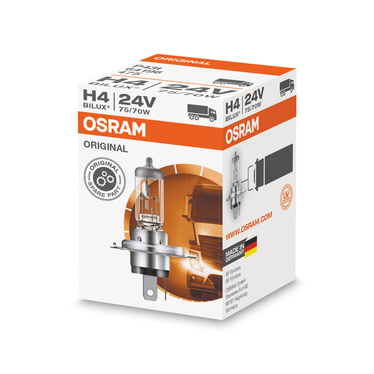 OSRAM ORIGINAL LINE - H4 - 24 V - 7570 W - Naświetlacz halogenowy - Składana skrzynka