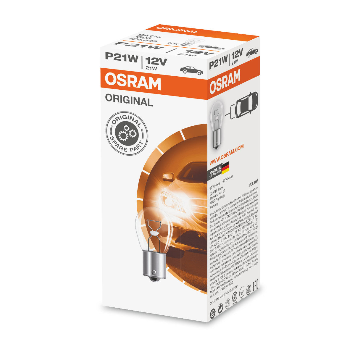 OSRAM ORIGINAL - METAL BASE - P21W - 12V Extra Light Lamp