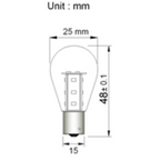 BA15s 12V/24V 0.7W Röd