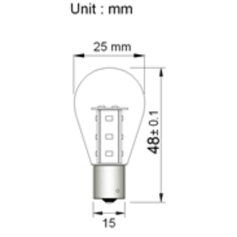 BA15s 12V/24V 0.7W Röd