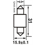 Spollampa 12V/24V 0.7W 31mm